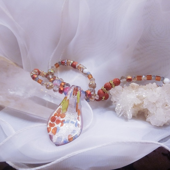 handmade in the USA Jewelry - Colorful Murano Glass Pendant Necklace